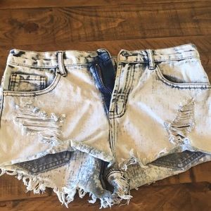 Acid wash shorts